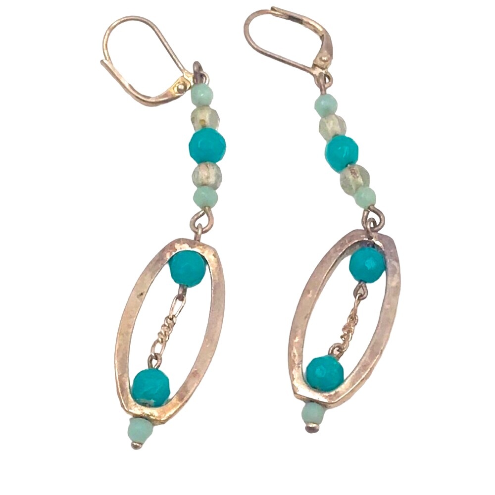 Silver Blue Bead Earrings